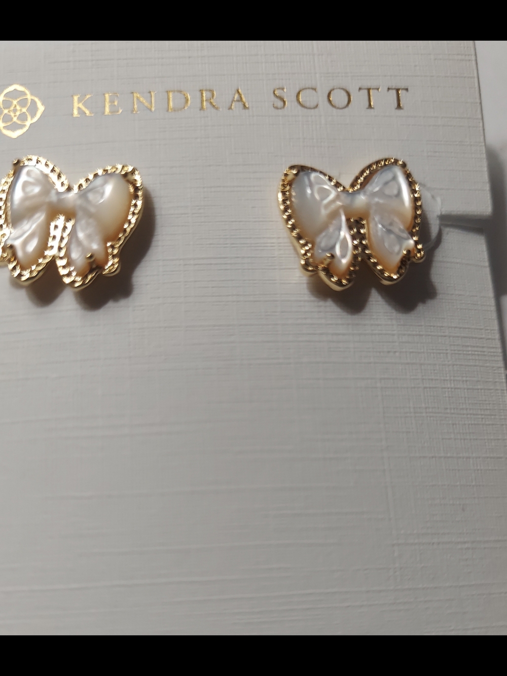 Kendra Scott Pearl Butterfly Studs in Gold and White